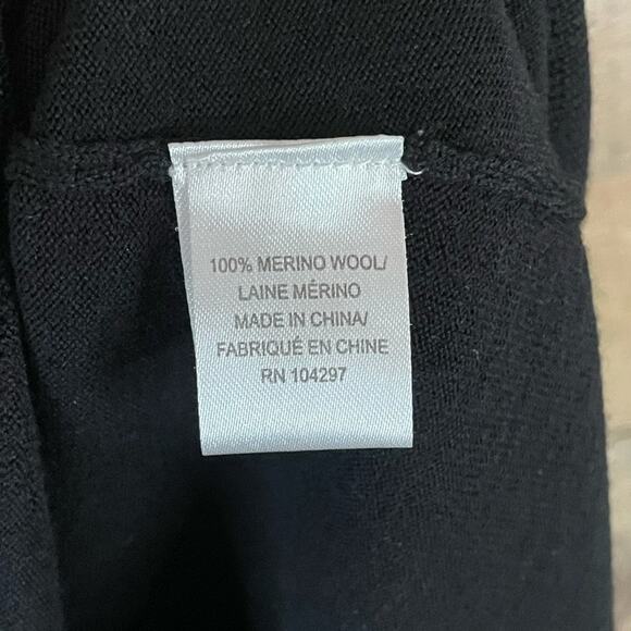 Milly of New York Merino Wool Crop Sleeve Bow Sweater Dress Black Size Medium - Picture 7 of 10